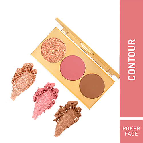 MyGlamm Chisel It Contour Kit - Bronzer, Blush & Highlighter, For Naturally Flushed Look, 12 g Poker Face 