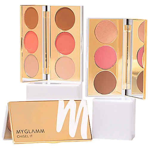 MyGlamm Chisel It Contour Kit - Bronzer, Blush & Highlighter, For Naturally Flushed Look, 12 g Face Value 