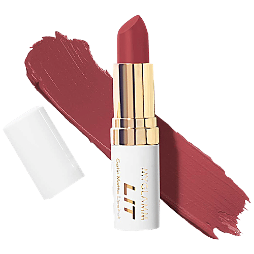 MyGlamm Lit Satin Matte Lipstick - Queen Of The South, 4.5 g  