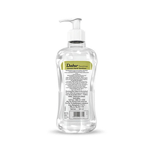 Dabur Sanitize Hand Sanitizer - 60% Alcohol Based Sanitizer, Lemon, 500 ml  