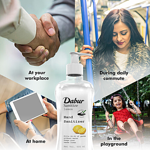 Dabur Sanitize Hand Sanitizer - 60% Alcohol Based Sanitizer, Lemon, 500 ml  