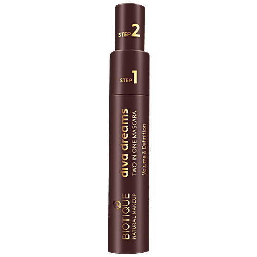 Biotique Natural Makeup Diva Dreams Two In One Mascara - Volume & Definition, Onyx, 9 ml  