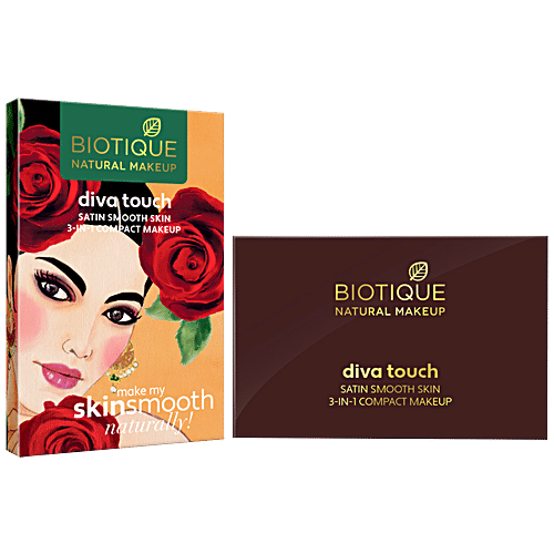 Biotique Natural Makeup Diva Satin Smooth 3-In-1 Compact Makeup - Creamy Oatmeal, 9 g  