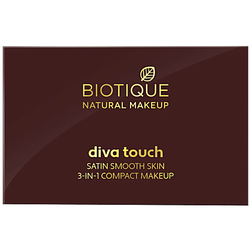 Biotique Natural Makeup Diva Satin Smooth 3-In-1 Compact Makeup - Creamy Oatmeal, 9 g  