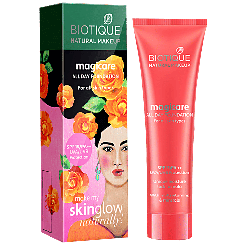 Biotique Natural Makeup Magicare All Day Foundation SPF 15 - Gypsum, 30 ml  
