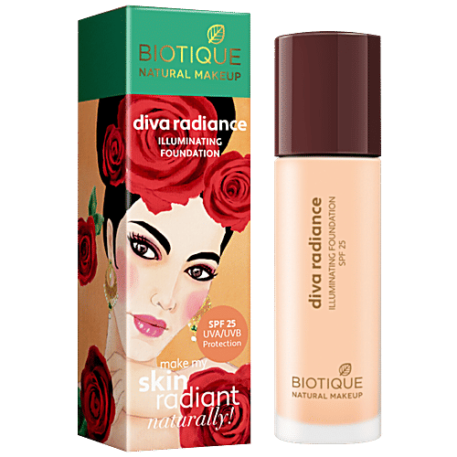 Biotique Natural Makeup Diva Radiance Illuminating Foundation - Creamy Oatmeal, 30 ml  
