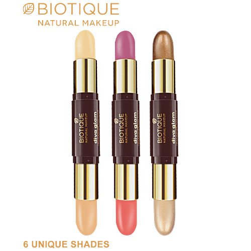 Biotique Natural Makeup Diva Glam Highlighter Duo Stick - Pop - N - Perk!, 4 g  