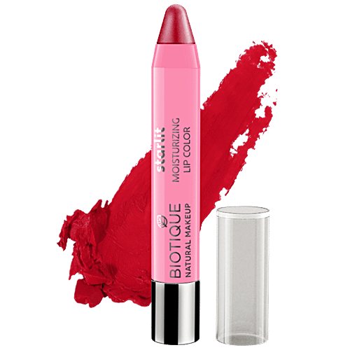 Biotique Natural Makeup Starlit Moisturising Lipstick - Crimson Pop, 3.5 g  