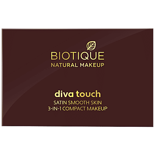 Biotique Natural Makeup Diva Satin Smooth 3-In-1 Compact Makeup - Pearl Barley, 9 g  