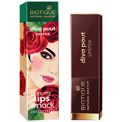 Biotique Natural Makeup Diva Pout Lipstick - Brown Sugar Love, 4 g  