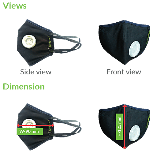 Bodyguard Reusable N99+PM2.5 6 Layer Anti Pollution Face Mask - Medium| Nose Clip for Better Fit| Exhalation Valve for Easy Breathing (Pack of 2), 2 pcs Reusable