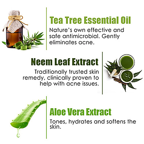 Wow Skin Science Anti-Acne Face Wash - Tea Tree Essential Oil+Neem Leaf Extract, Controls Acne, Blackheads, Redness & Itching, No Parabens & Sulphate, 100 ml Tube No Parabens & Sulphate