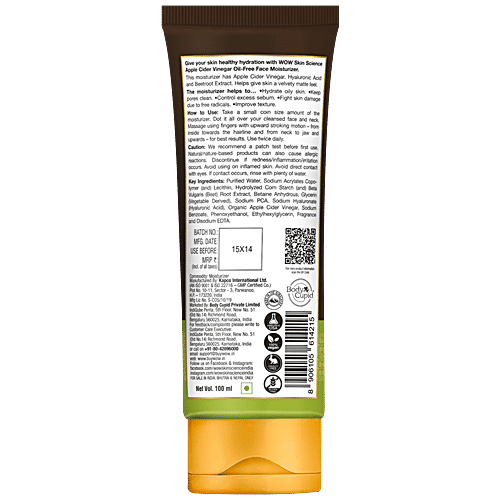Wow Skin Science Organic Apple Cider Vinegar Face Moisturizer - Oil-Free, No Parabens, 100 ml  Oil Free, No Parabens