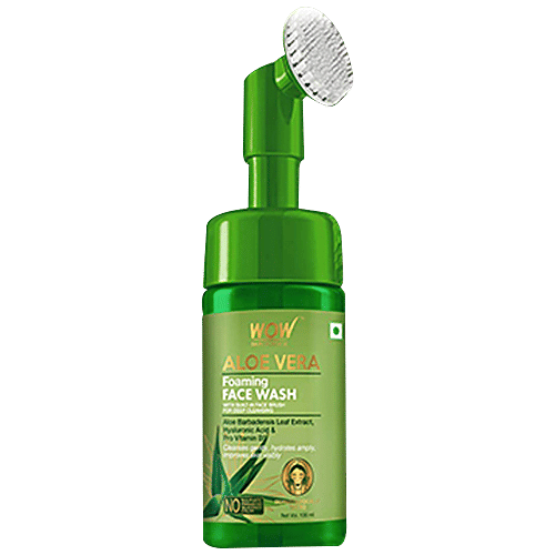 Wow Skin Science Aloe Vera Face Wash - With Built-In Face Brush, Cleanses Gently, No Parabens & Sulphate, 150 ml No Parabens & Sulphate