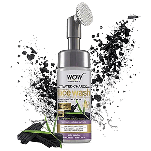 Buy Wow Skin Science Activated Charcoal Foaming Face Wash Tea Tree