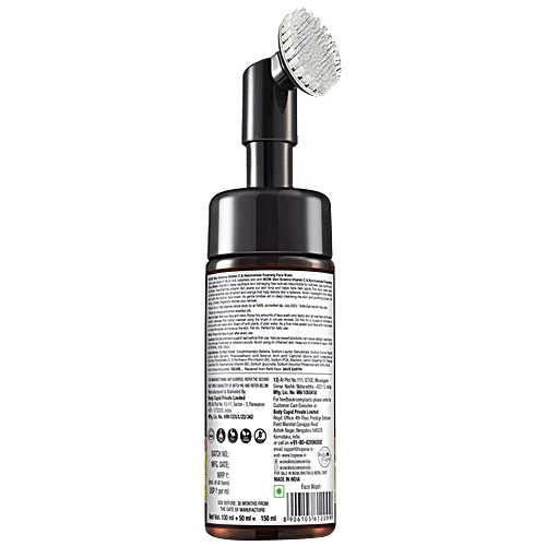 Wow Skin Science Brightening Vitamin C Foaming Face Wash - Built-In Face Brush for Deep Cleansing, No Parabens & Sulphate, 150 ml  No Parabens & Sulphate