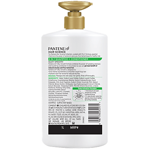 Pantene Hair Science Silky Smooth Shampoo, 1000 ml
