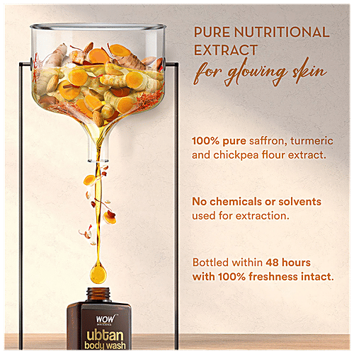 Wow Skin Science Ubtan Body Wash - With Chickpea Flour, Almond & Turmeric Extracts, No Parabens, 250 ml No Parabens & No Sulphate