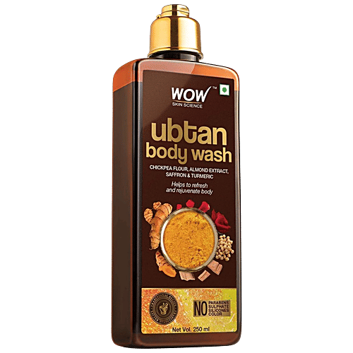 Wow Skin Science Ubtan Body Wash - With Chickpea Flour, Almond & Turmeric Extracts, No Parabens, 250 ml No Parabens & No Sulphate