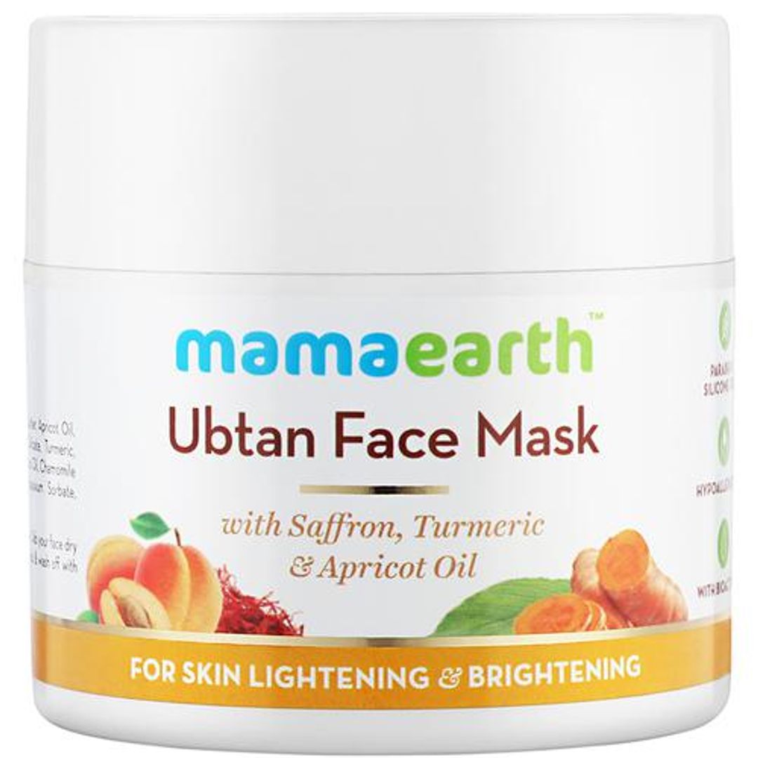 Mamaearth Ubtan Face Pack Mask for Fairness, Tanning & Glowing Skin - Saffron, Turmeric & Apricot Oil, 100 ml 