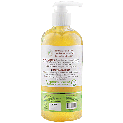 Mamaearth Aloe Turmeric Gel From 100% Pure Aloe Vera Plant For Skin & Hair With Vitamin E, 300 ml  