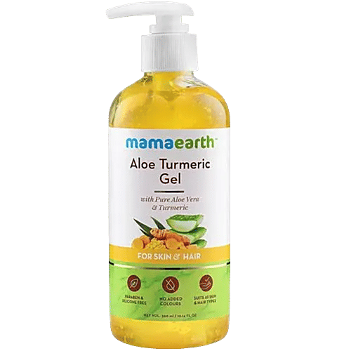 Mamaearth Aloe Turmeric Gel From 100% Pure Aloe Vera Plant For Skin & Hair With Vitamin E, 300 ml  