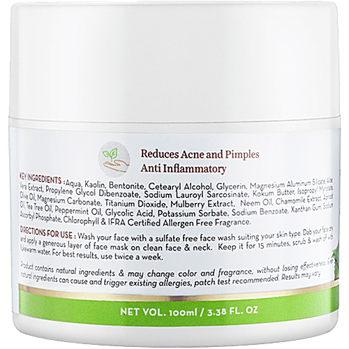 Mamaearth Neem Face Mask With Neem & Tea Tree For Pimples & Zits, 100 ml  