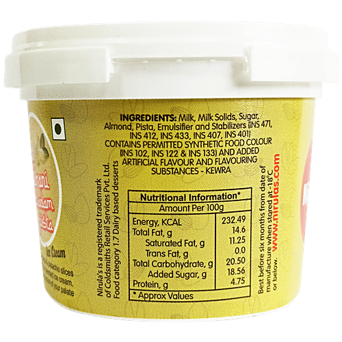 Nirulas Zafrani Badam Pista Ice Cream, 120 ml Cup