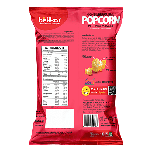 Buy Befikar High Fibre Gourmet Popcorn Peri Peri Masala Online at
