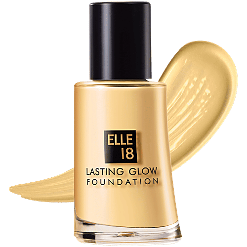 Elle 18 Lasting Glow Foundation, 27 ml 02 Marble Long-Lasting Glow, Intense Colour Payoff, High Gloss Finish