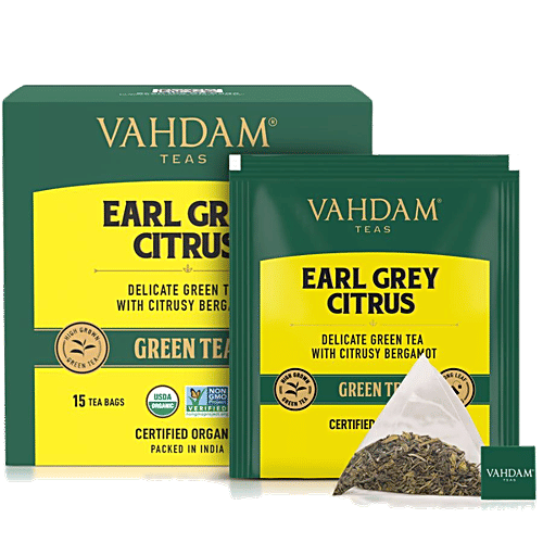 Buy Vahdam Earl Grey Green Tea With Bergamot Citrus Online at Best