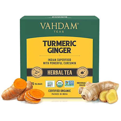 Buy Vahdam Organic Turmeric Ginger Herbal Tea Bags Unique Flavour