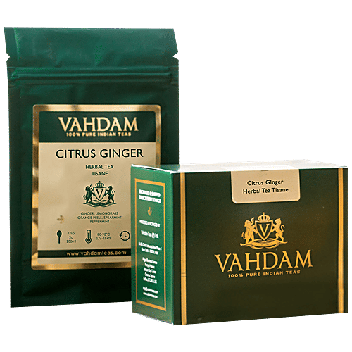 Buy Vahdam Citrus Ginger Herbal Loose Leaf Tea Tisane 50 Cups Online