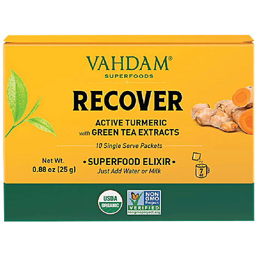 Vahdam Organic Recover Turmeric Elixir - Improves Overall Health, 25 g (10 Sachets x 2.5 g each)