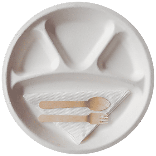 Buy VC Biodegradable Eco Friendly Disposable Round Partition Plate