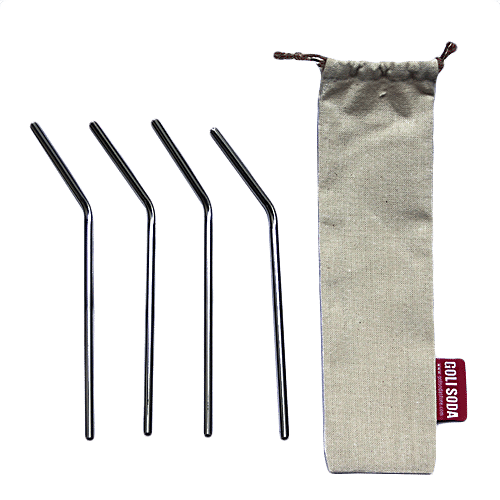 Goli Soda Goli Soda stainless-steel-bent-drinking-straws 4 pcs Pouch, 4 pcs Pouch 