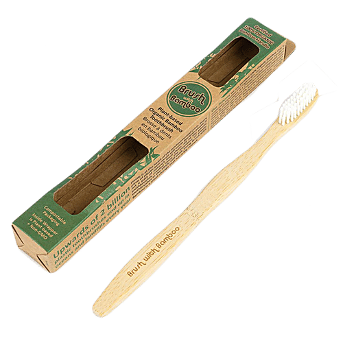 Goli Soda 100% Organic Bamboo Toothbrush - For Adults, 3 pcs Box Non-GMO