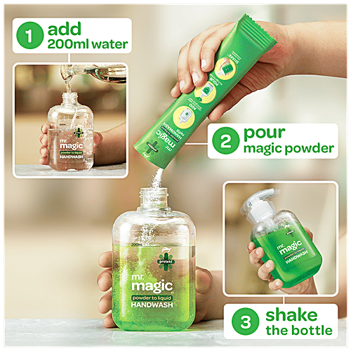 Godrej Protekt Mr. Magic Powder-To-Liquid Handwash Refill, 200 ml (Pack of 4)