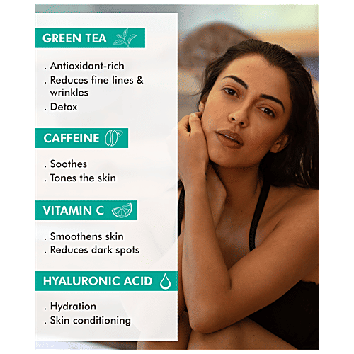 mCaffeine Vitamin C Green Tea Night Gel - With Hyaluronic Acid, 72 Hrs Hydrating, 50 ml