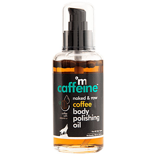mCaffeine Naked & Raw Coffee Body Polishing Oil - Reduces Stretch Marks, Moisturizes The Skin, 100 ml  