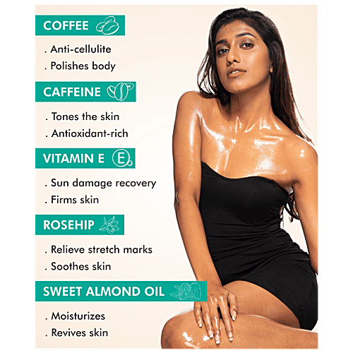 mCaffeine Naked & Raw Coffee Body Polishing Oil - Reduces Stretch Marks, Moisturizes The Skin, 100 ml  
