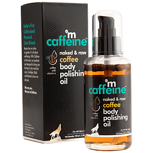 mCaffeine Naked & Raw Coffee Body Polishing Oil - Reduces Stretch Marks, Moisturizes The Skin, 100 ml  