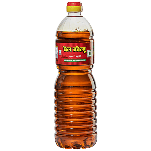 Bail Kolhu Kachi Ghani Mustard Oil, 1 L Bottle Zero Cholesterol