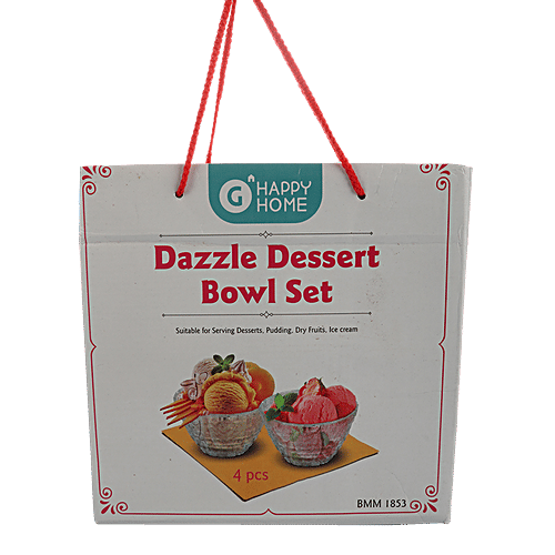 Glass Ideas  Glass Dessert & Ice Cream Bowl, 300 ml (Set of 4) Heat Resistant