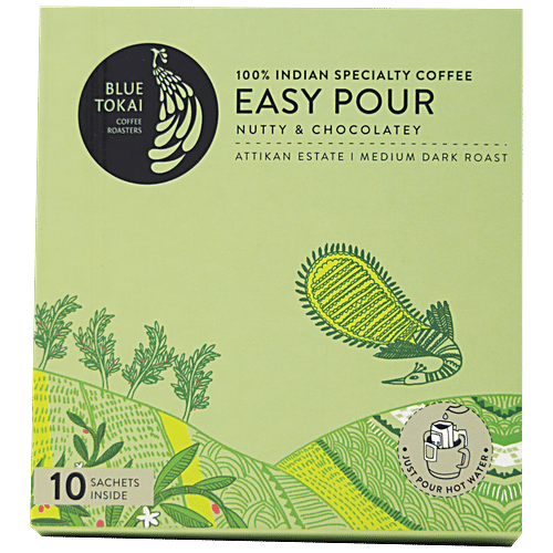 Blue Tokai Easy Pour Coffee Brew Bags Attikan Estate Medium-Dark Roast, 110 g (10 Sachets x 11 g each) 