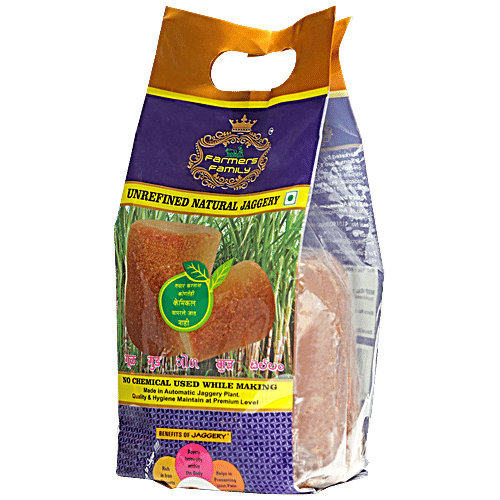 Farmers Family Premium Natural Jaggery/Bella, 450 g Pouch No Chemicals, Rich in Iron