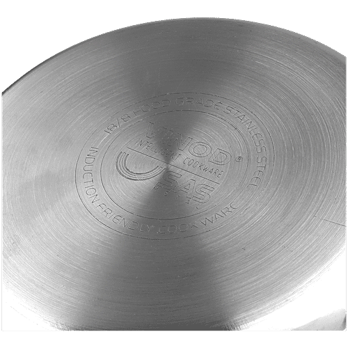 Vinod Vinod Aluminium Saucepan - 3 Layer Coating, Induction Base, Dishwasher Safe, 16 cm, With Lid, Stainless Steel Handle, Platinum, 1.6 L Food Grade
