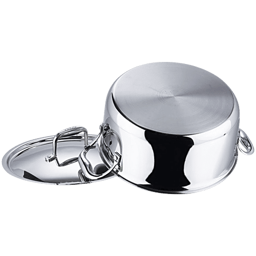 Vinod Platinum Triply Stainless-Steel Saucepot/Casserole - Induction Base, With Lid, 24 cm, 5 L