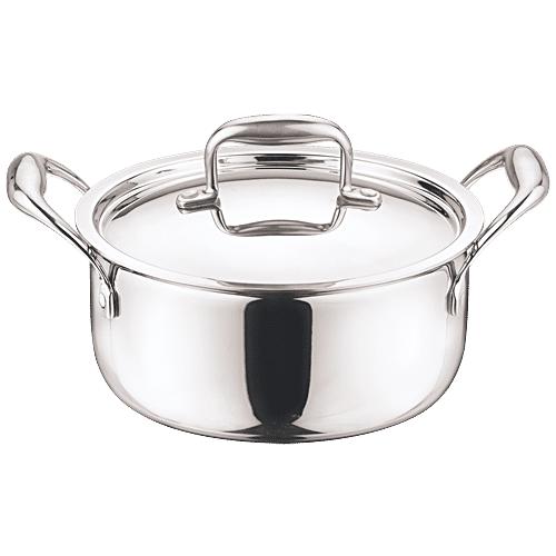 Vinod Platinum Triply Stainless Steel Induction Base Saucepot/Casserole With Lid - 24 cm, 5 L  