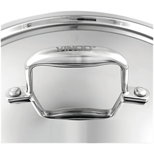 Vinod Platinum Triply Stainless Steel Kadai - 3 Layer, Induction & Gas Friendly, With Steel Lid, 21 cm, 1.8 L  Dishwasher Safe